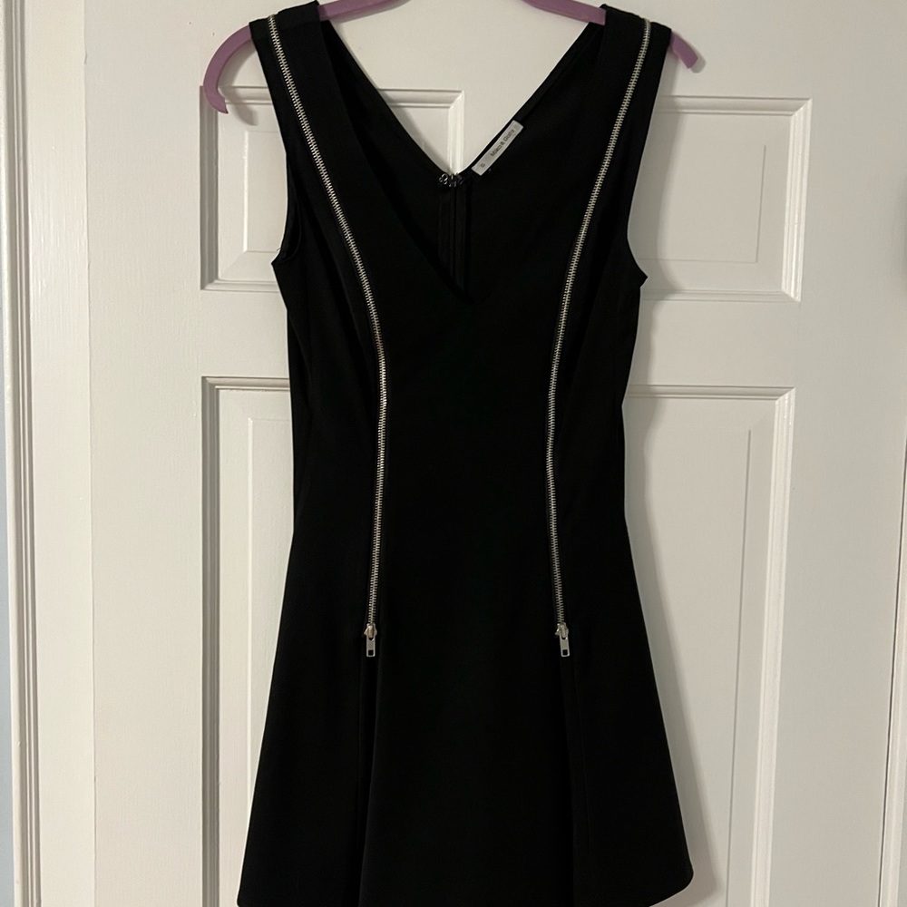 Black mini zipper dress